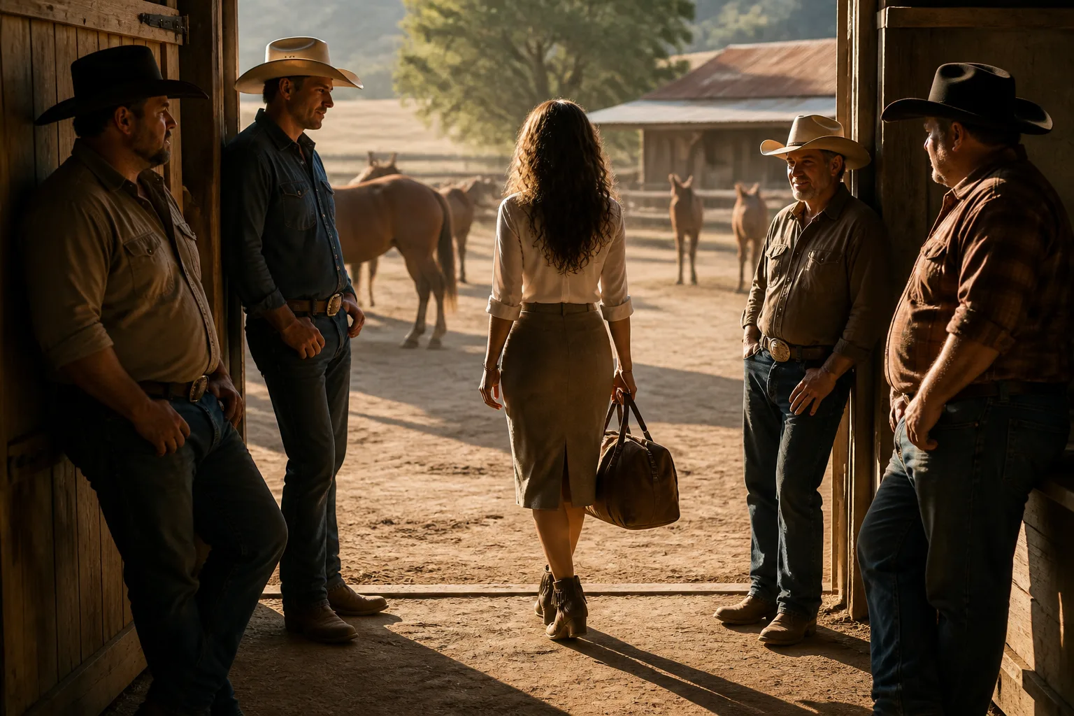 Erotic story illustration: The Weekend Alone with the Four Men from the Ranch