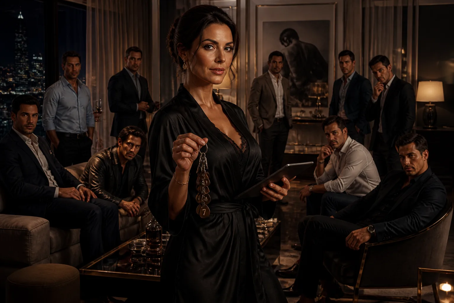 Erotic story illustration: I Locked Nine Men Away for Ninety Days for One Night