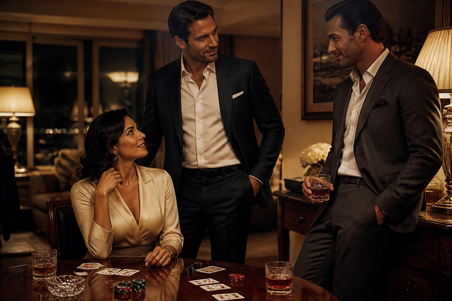 Erotic story illustration: The Poker Game Ended With Me Between His Friends