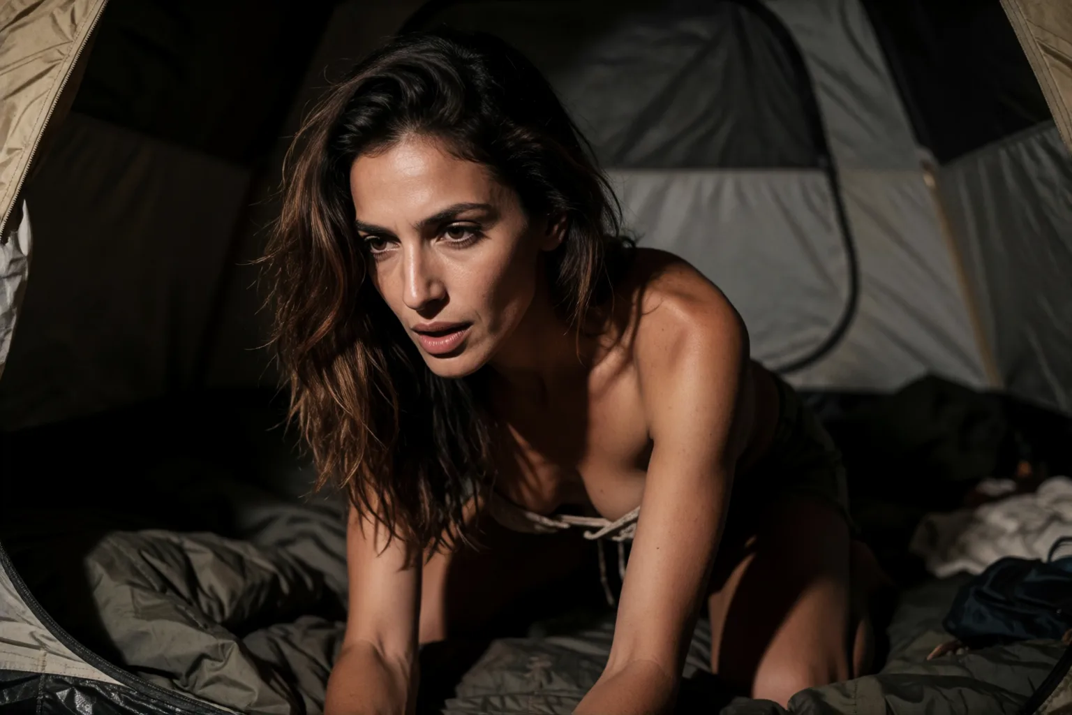 Cena 1 do conto: Acampar com meu padrasto terminou em algo proibido