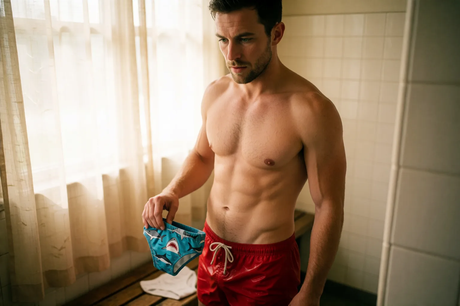 Erotic story illustration: That Arrogant Guy Dominated Me in the Locker Room