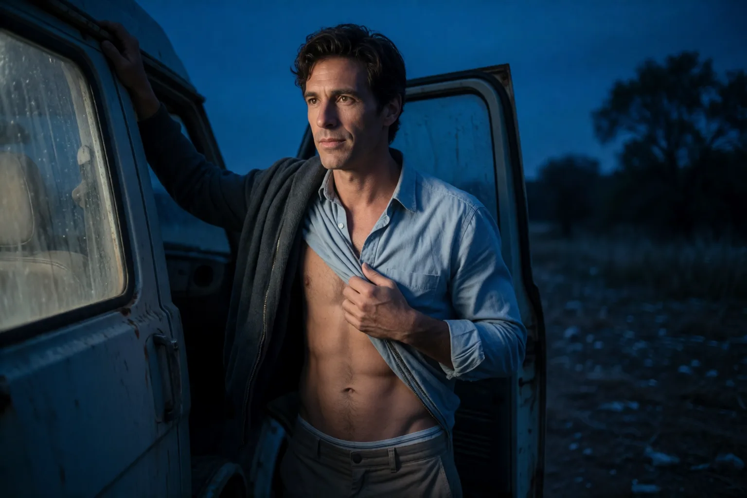Erotic story illustration: That Night in the Empty Lot I Stopped Waiting for Him