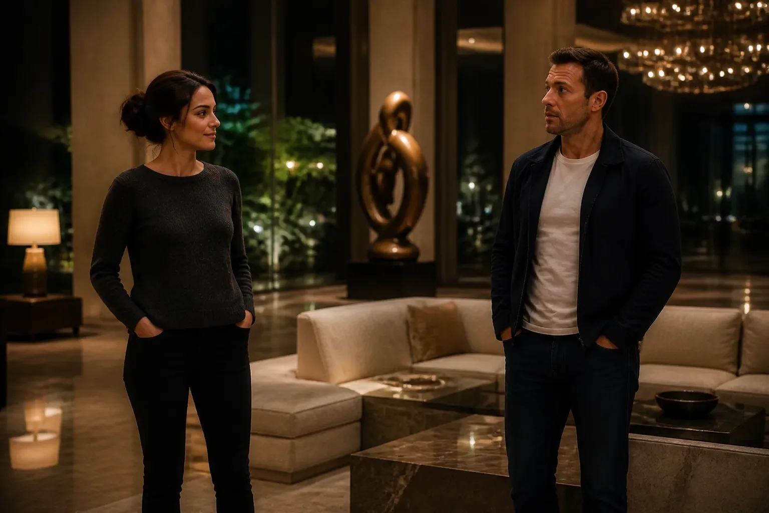 Erotic story illustration: I Went Down for Water and She Was Still Alone in the Lobby