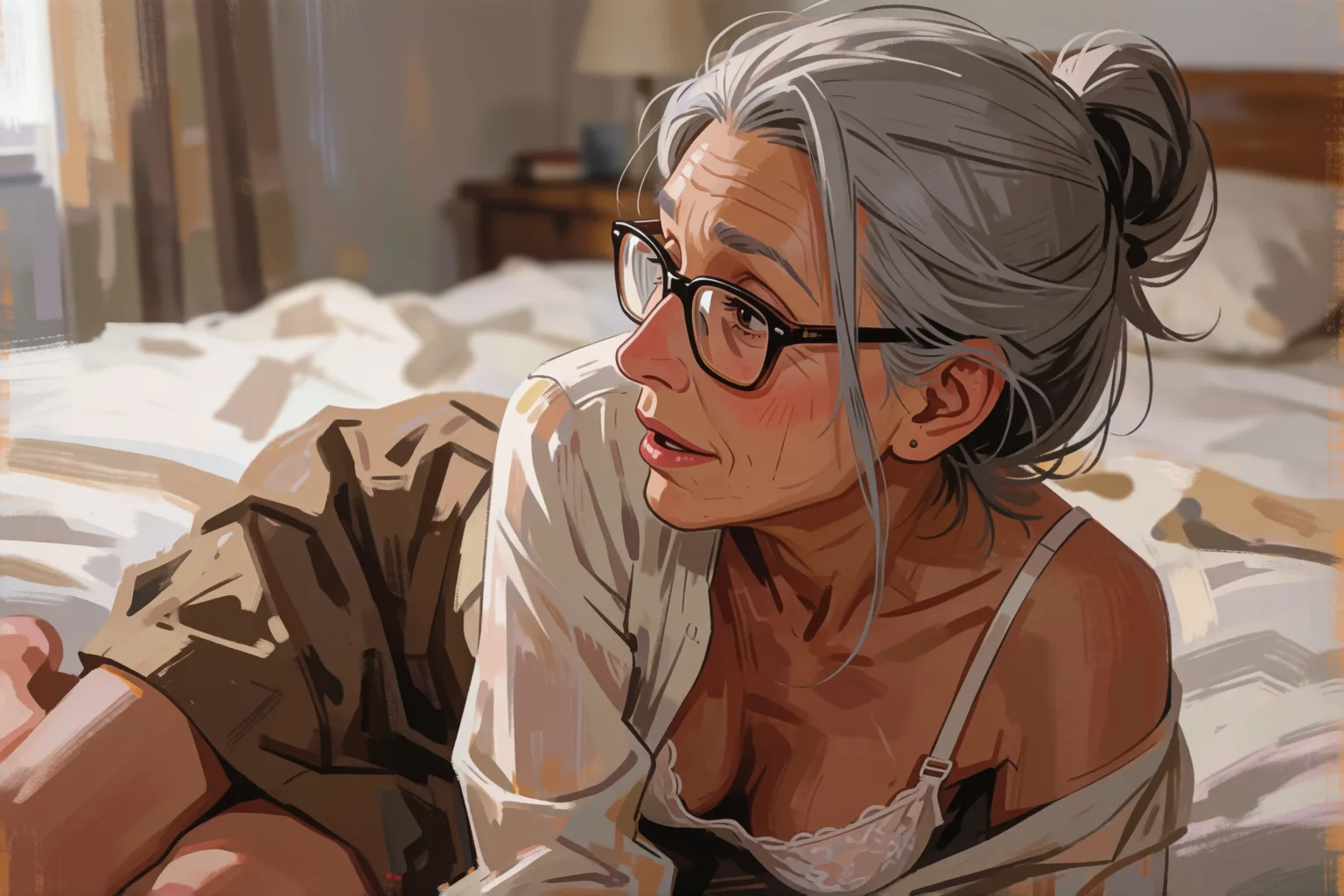 Scene 1 of the story: Taking Care of My Friend’s Mother Turned Into Something Else
