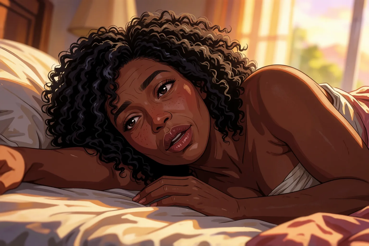 Ilustración del relato erótico: Desnuda en mi cama, sueño con un desconocido