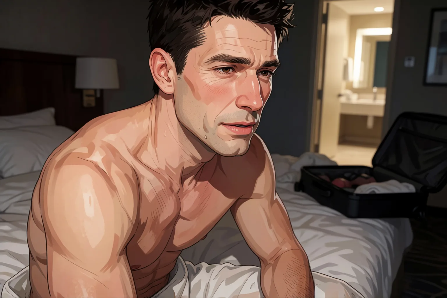 Erotic story illustration: Two Men and Me on That Trip to the Coast