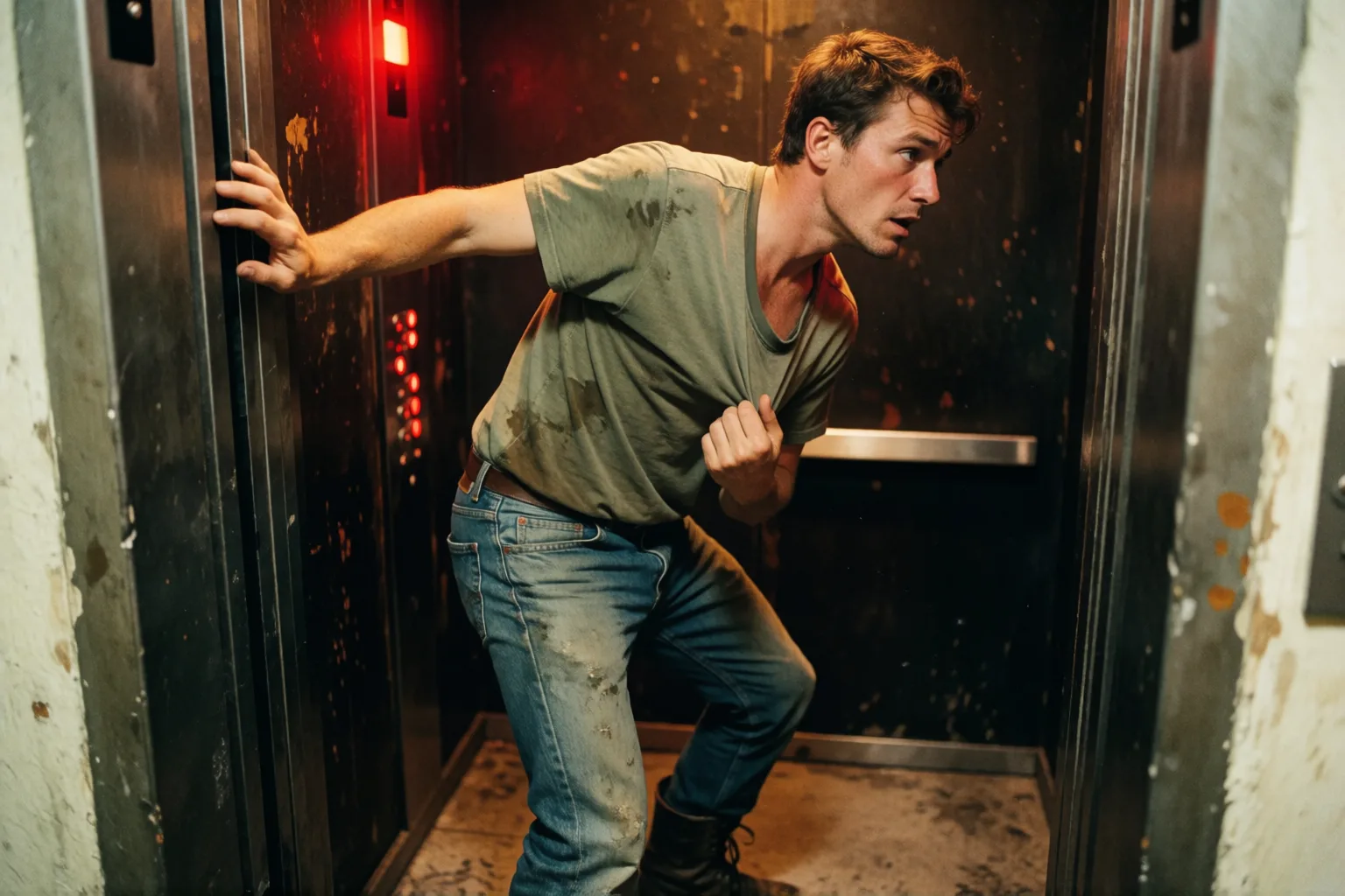 Erotic story illustration: The blackout trapped us in the elevator in the dark