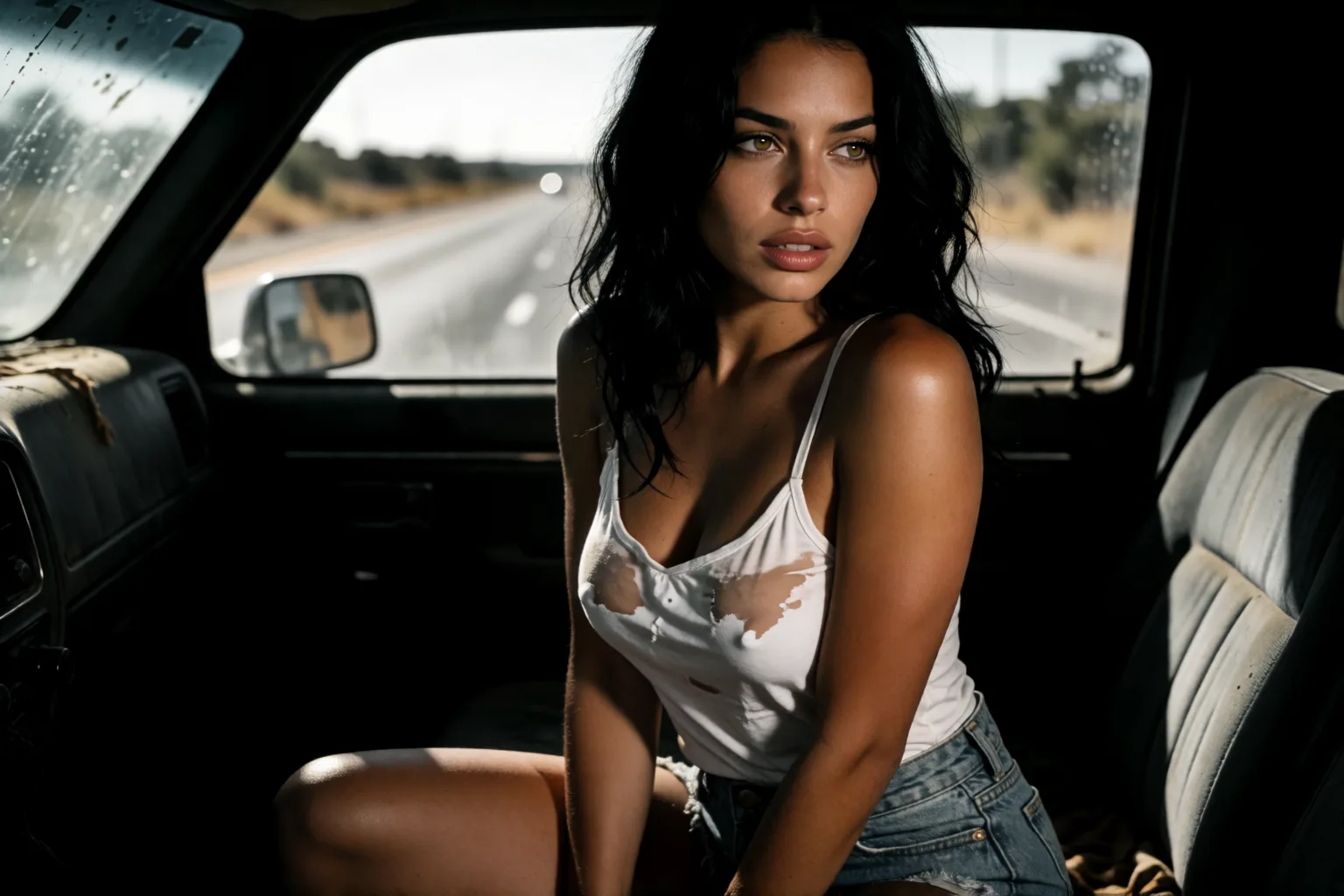 Erotic story illustration: The Truck Driver Who Kept My Girlfriend on the Highway