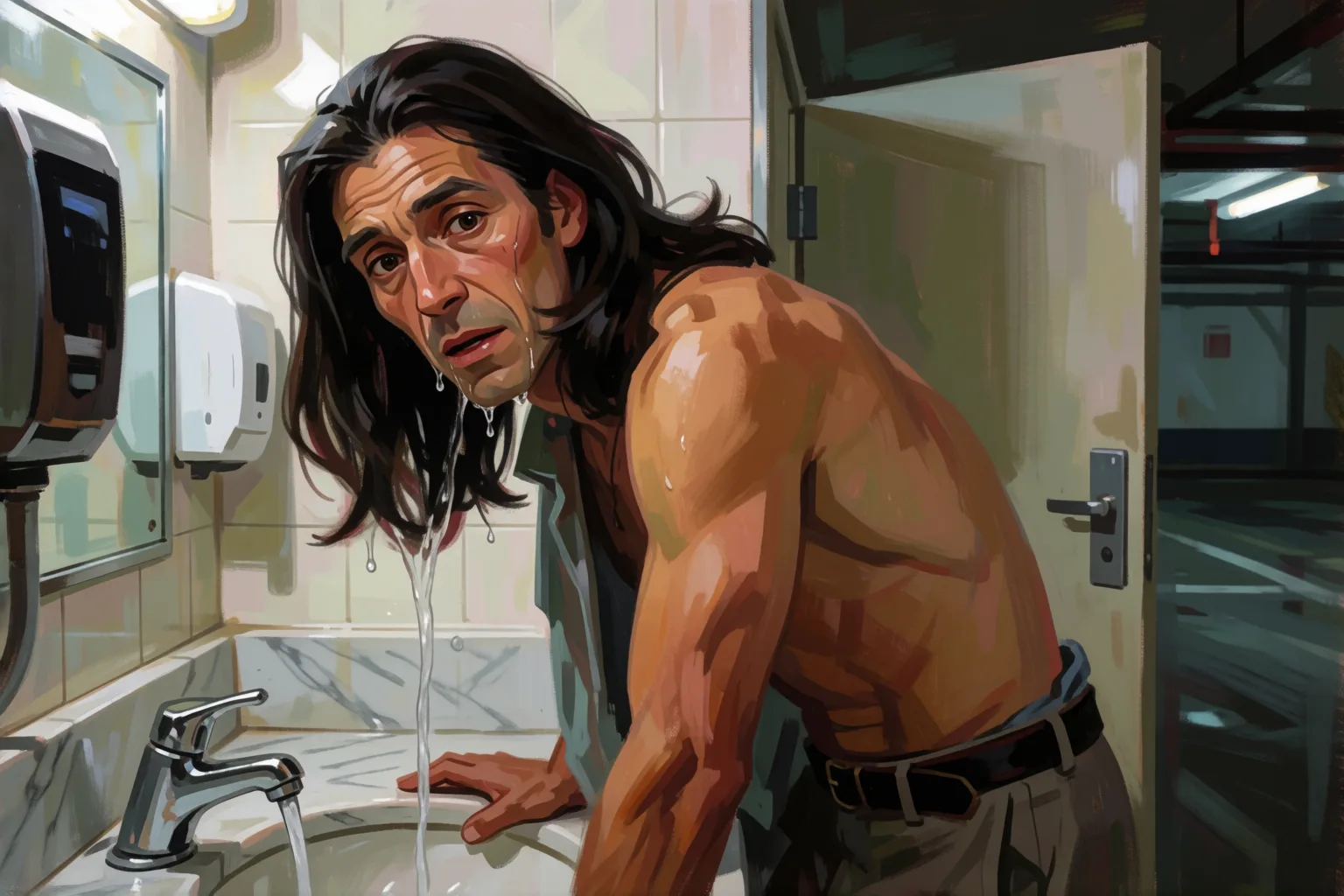 Erotic story illustration: The Stranger in the Parking Garage Took Me in the Bathroom