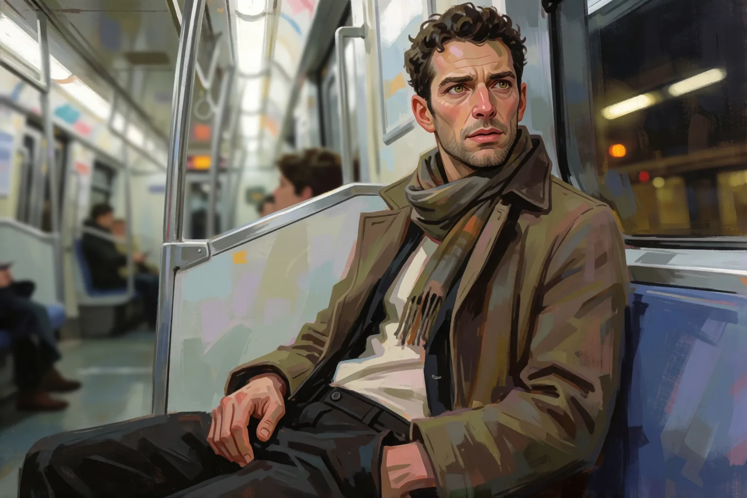 Erotic story illustration: The Stranger on the Last Train Looked at Me Without Hiding It