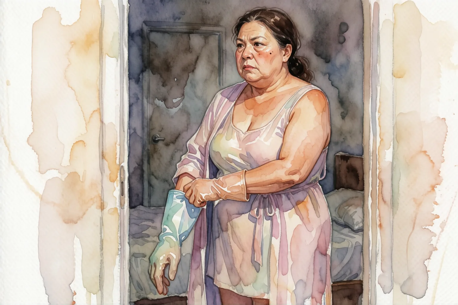 Illustration zur erotischen Geschichte: Der Tag, an dem meine Tante mich mit ihren Handschuhen bestrafte