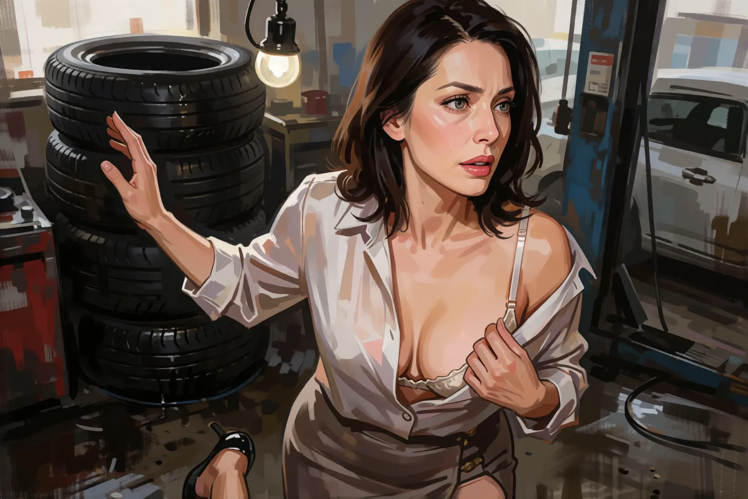 Erotic story illustration: The Tire Guy Checked More Than My Car’s Tires