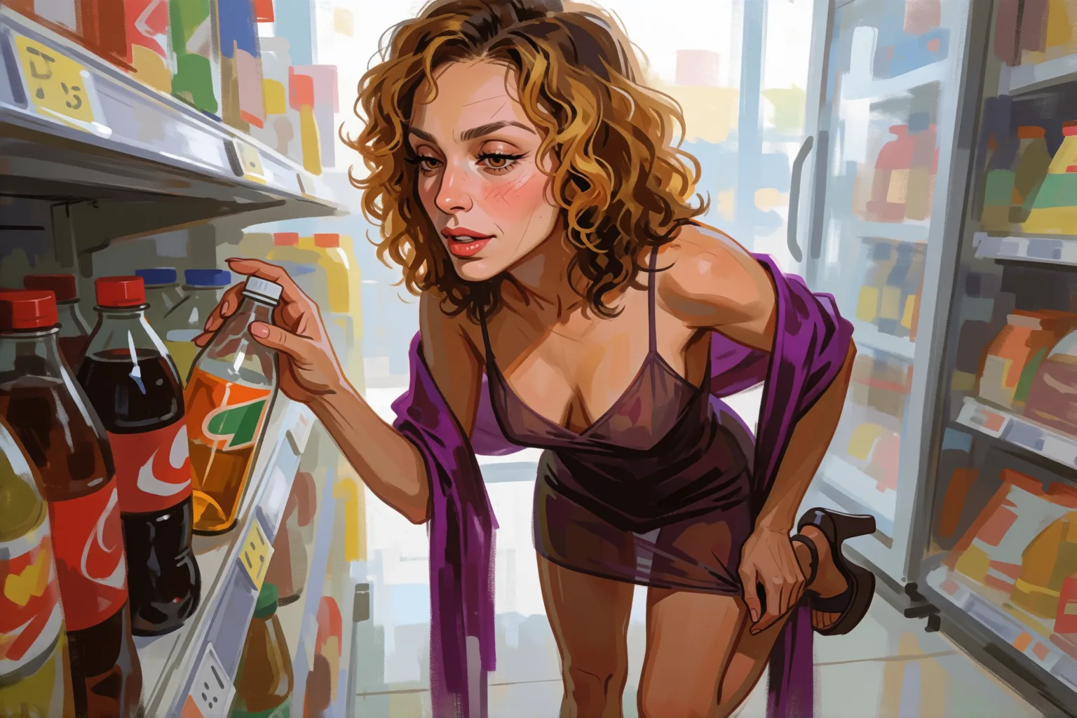 Ilustración del relato erótico: El jefe de mi marido me llevó a comprar las bebidas