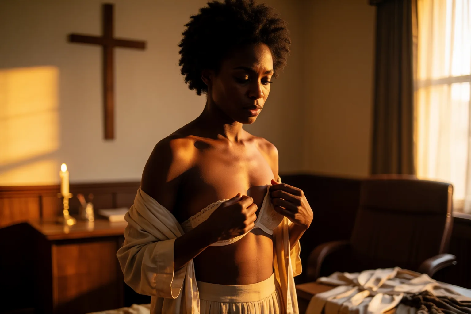 Erotic story illustration: The Impeccable Judge and His Private Confessional