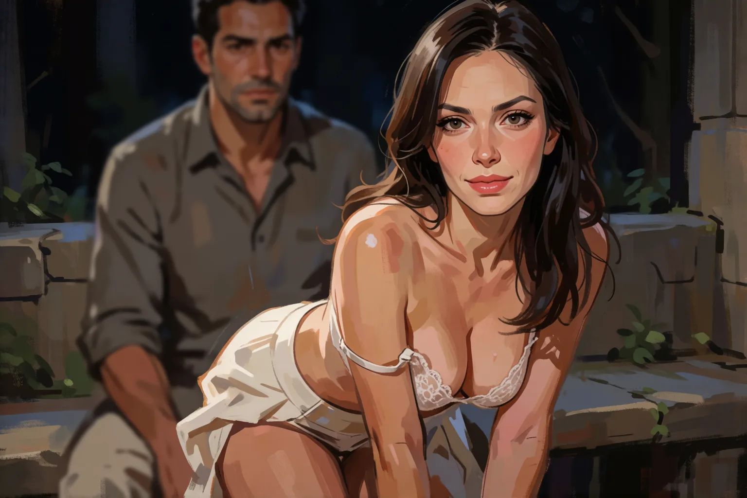 Escena 2 del relato: El laberinto donde mi pareja me presentó a su amante