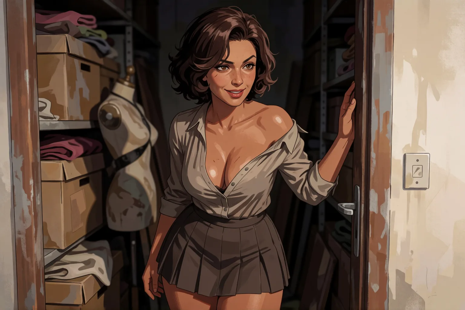 Ilustración del relato erótico: El maniquí que guardó mi fantasía aquel verano