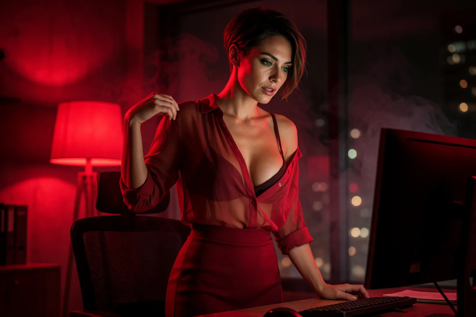 Scène 1 de l'histoire : Le massage qui nous a échappé en bureau