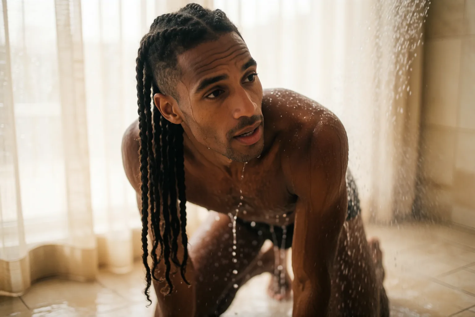 Scene 1 of the story: The Swimmer Who Dominated Me in the Club Showers