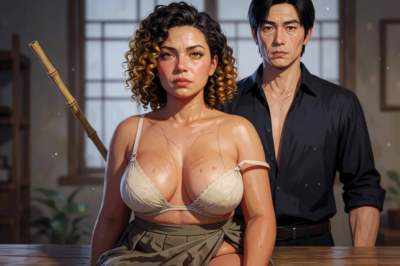 Scene 2 of the story: The First Punishment Her New Master Let Her Choose