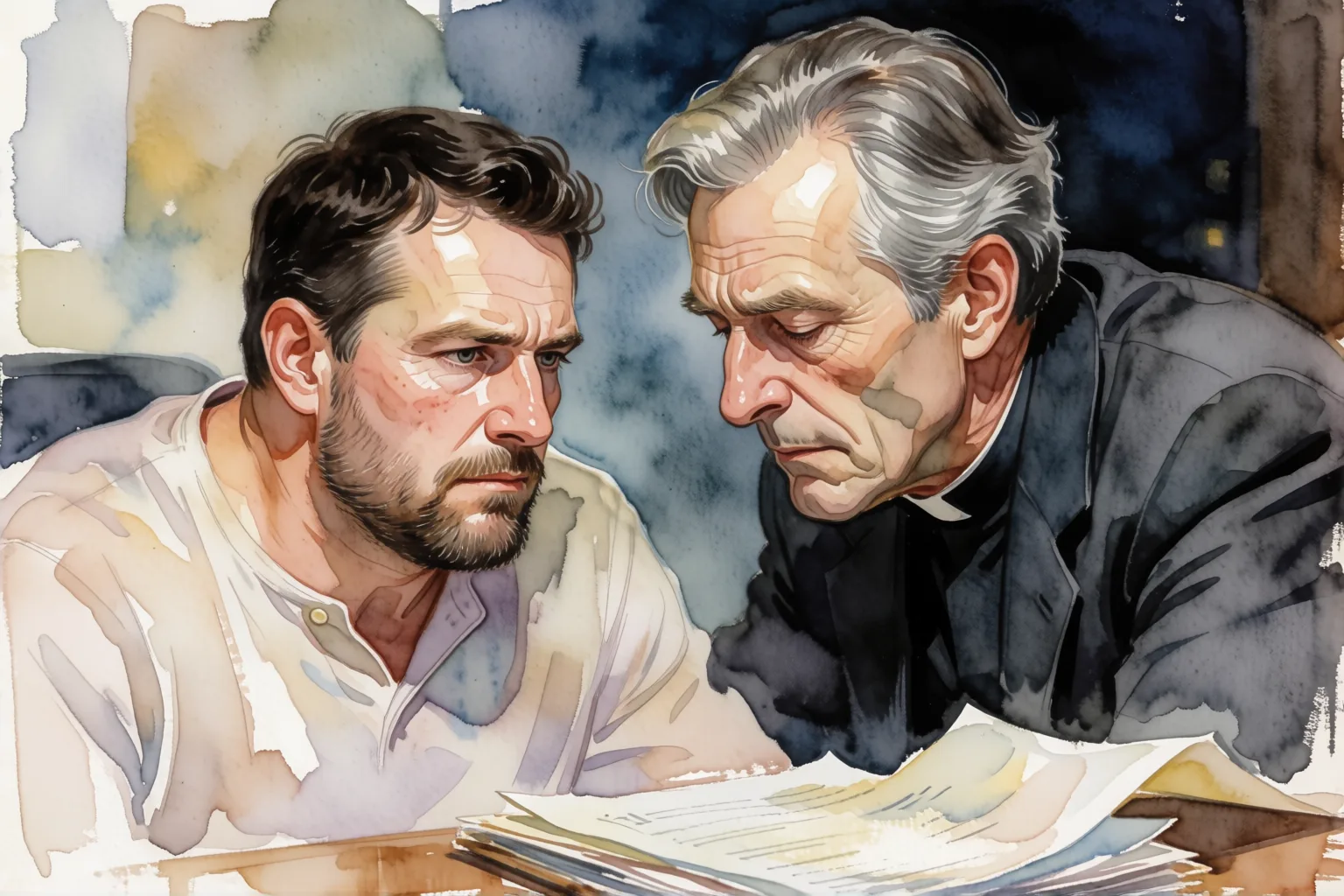 Escena 2 del relato: El secreto del tendero que se confesaba cada jueves