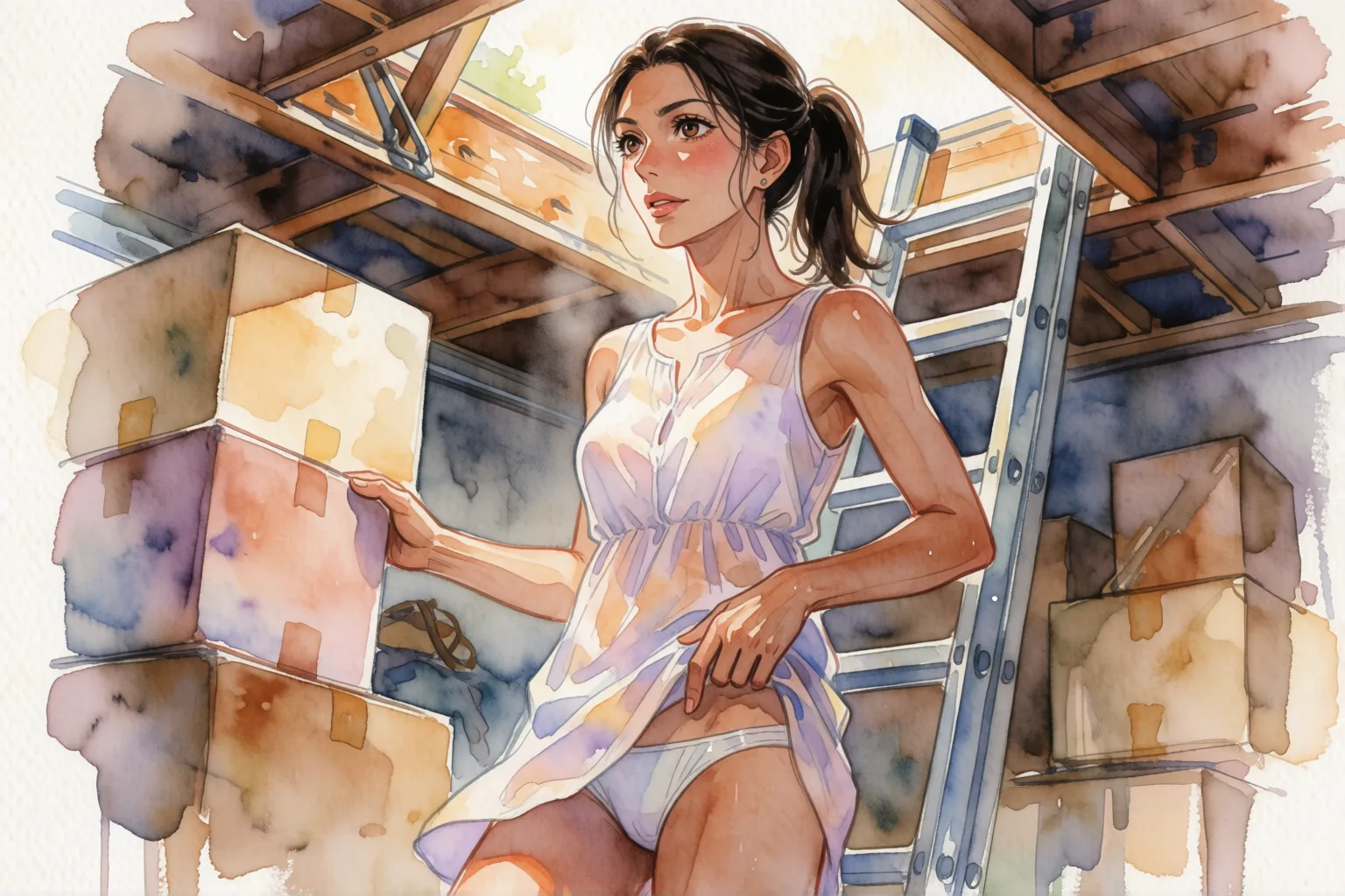 Erotic story illustration: The Secret My Neighbor and I Passed Through the Bars