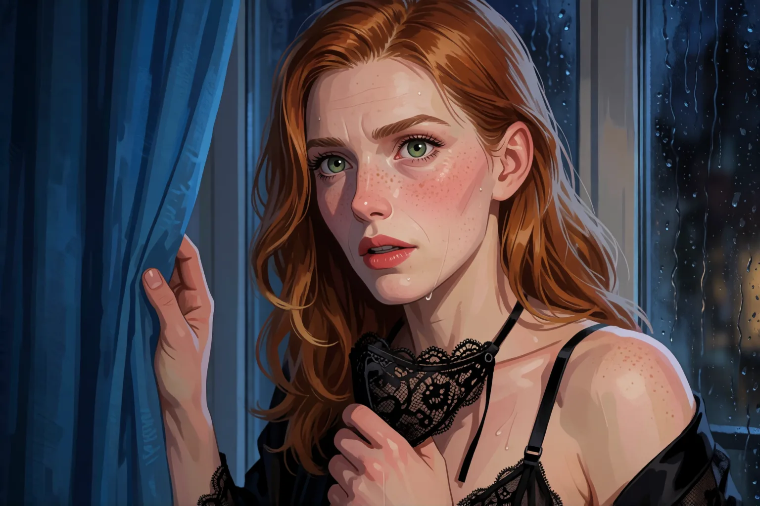 Ilustración del relato erótico: El vecino que reconoció a Salomé tras la cámara