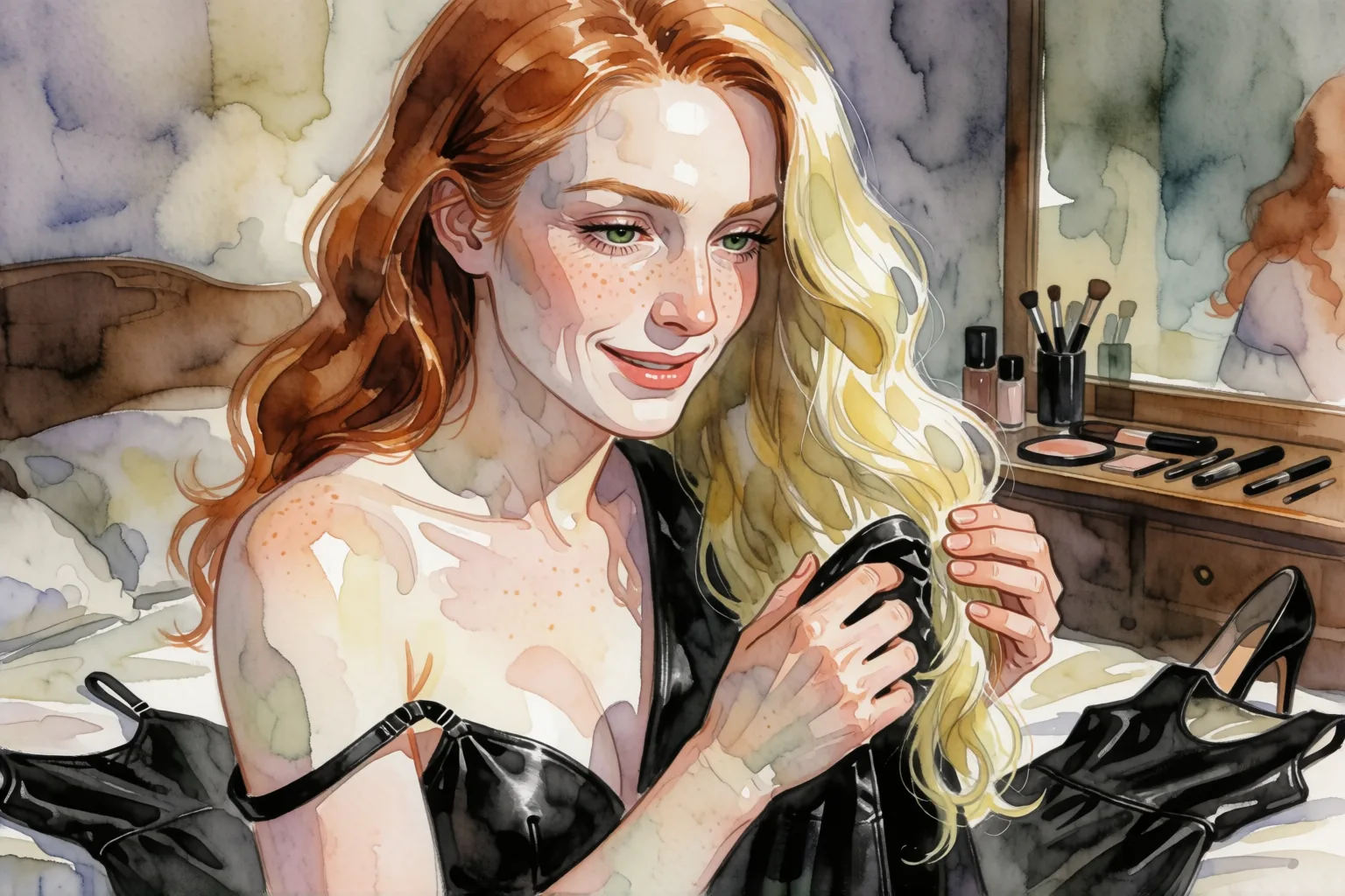 Ilustración del relato erótico: El vestido de cuero que me convirtió en Adriana