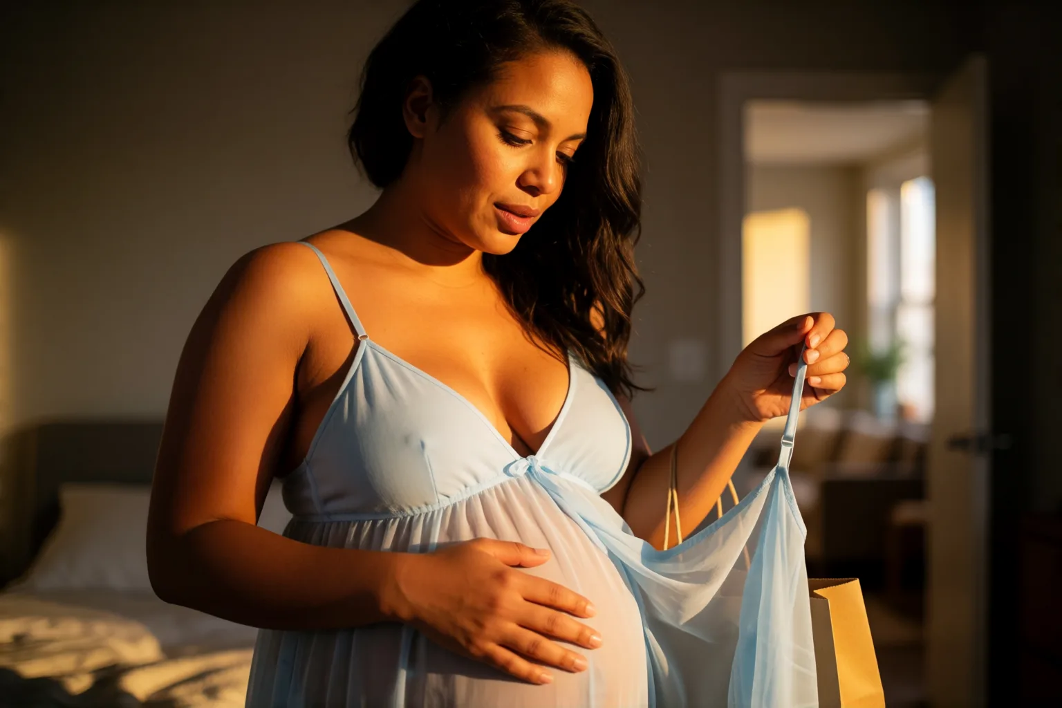 Erotic story illustration: Pregnant, I rang the doorbell of the chat man