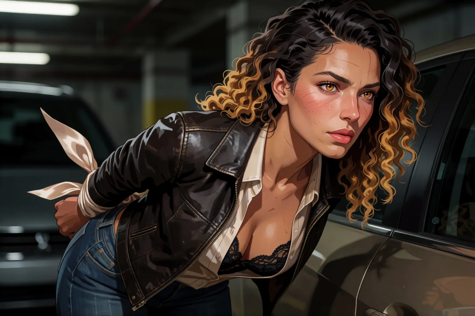 Scene 1 of the story: In the garage I taught her to obey me
