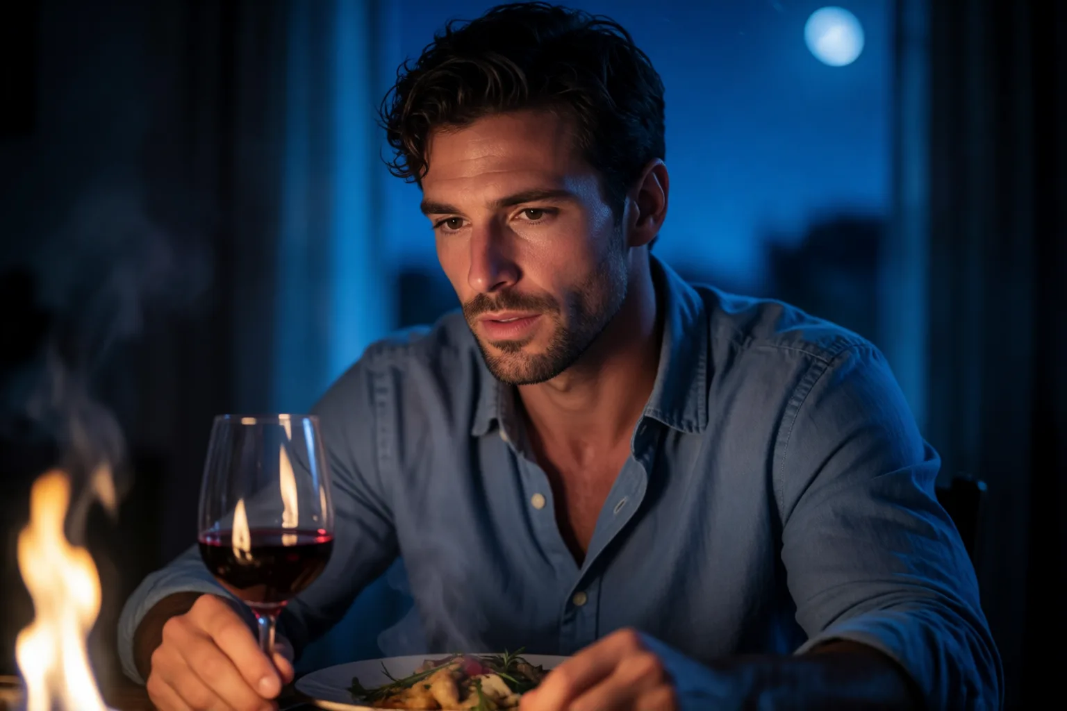 Scene 1 of the story: The Dinner at Which Four Men Confessed Our Desires