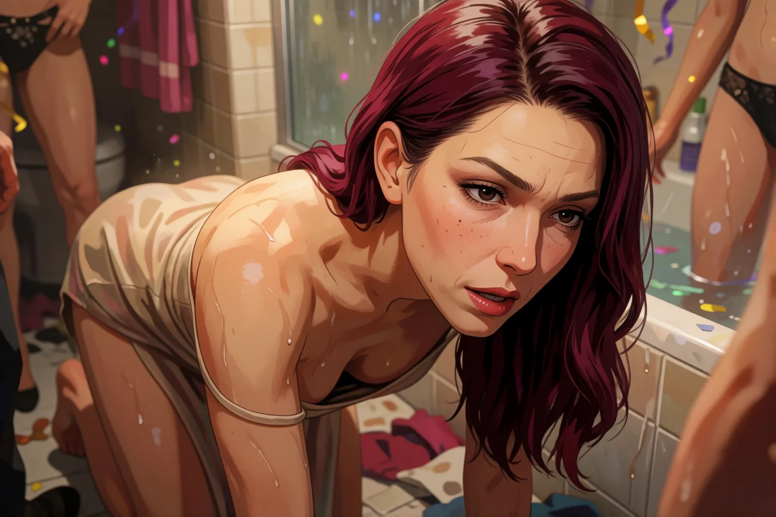 Illustrazione del racconto erotico: La confessione lesbica all’addio al nubilato