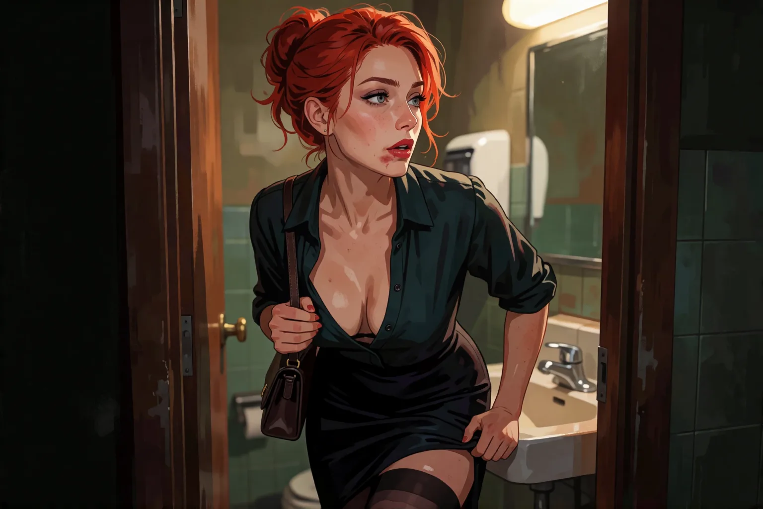 Erotic story illustration: The Stranger at the Bar Took Me to the Ladies’ Room