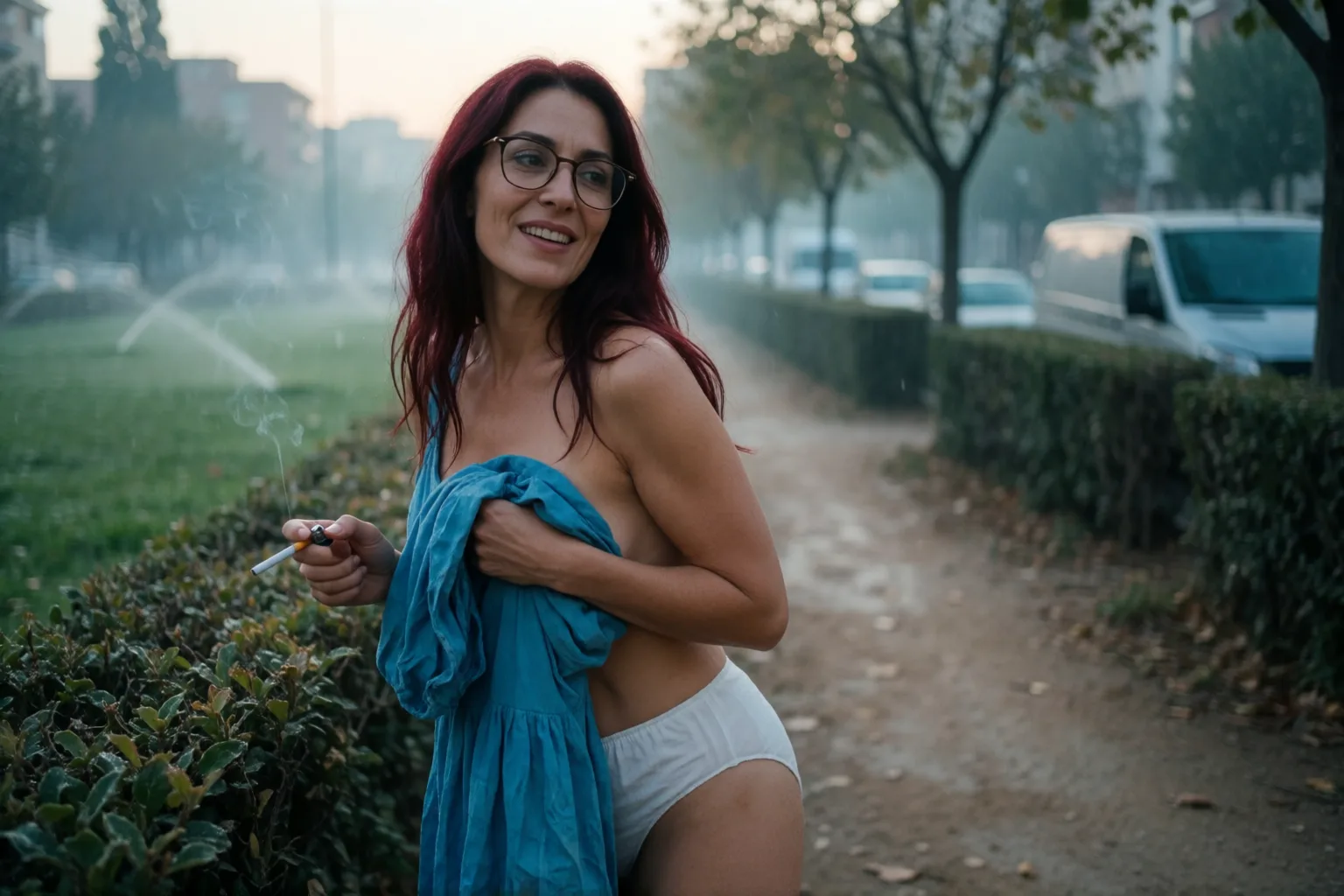 Erotic story illustration: The Stranger Who Showed Up in Her Knickers at Dawn