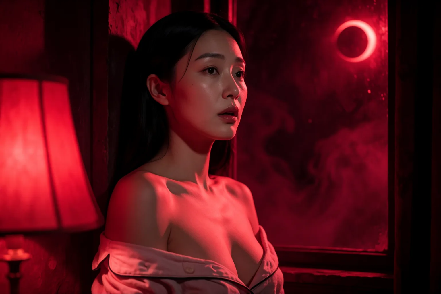 Escena 1 del relato: La noche de luna roja con mi musa virtual