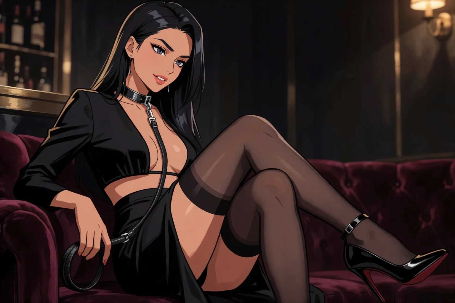 Erotic story illustration: The Night My Domme Put Me on Display at the Club