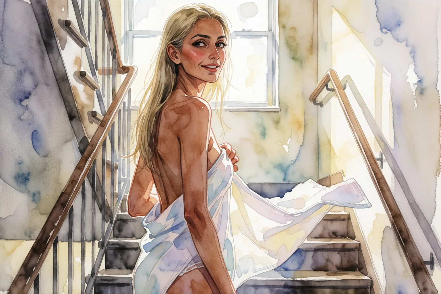 Ilustración del relato erótico: La toalla de mi vecina cayó frente a mí
