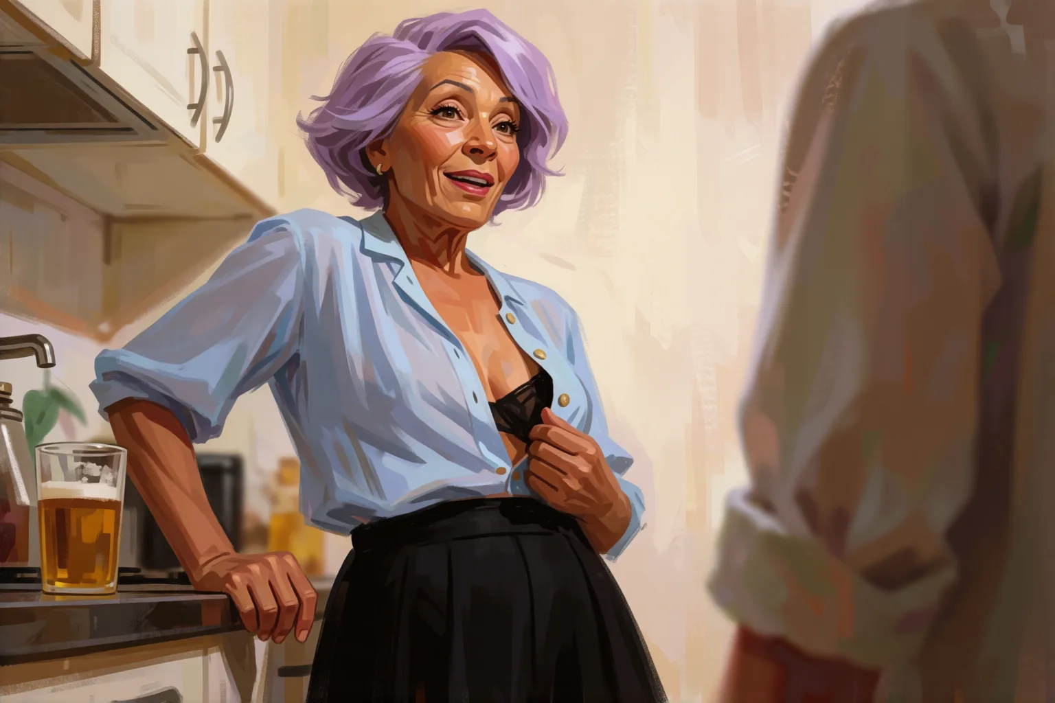 Ilustración del relato erótico: La vecina de setenta años que me invitó a subir