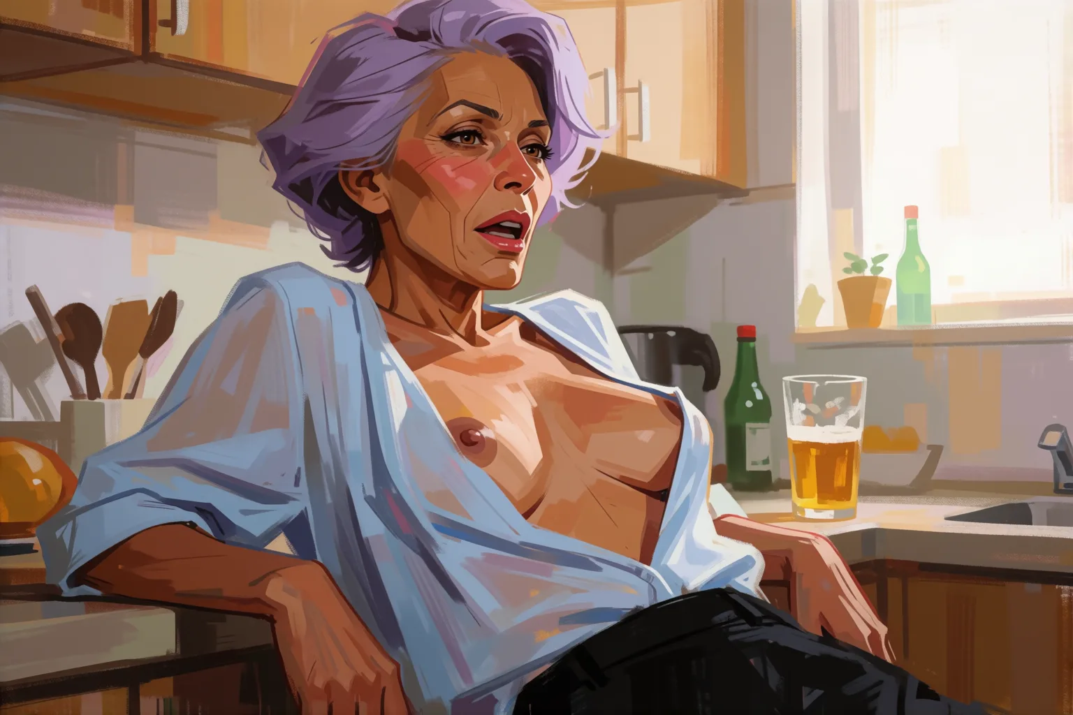 Escena 1 del relato: La vecina de setenta años que me invitó a subir