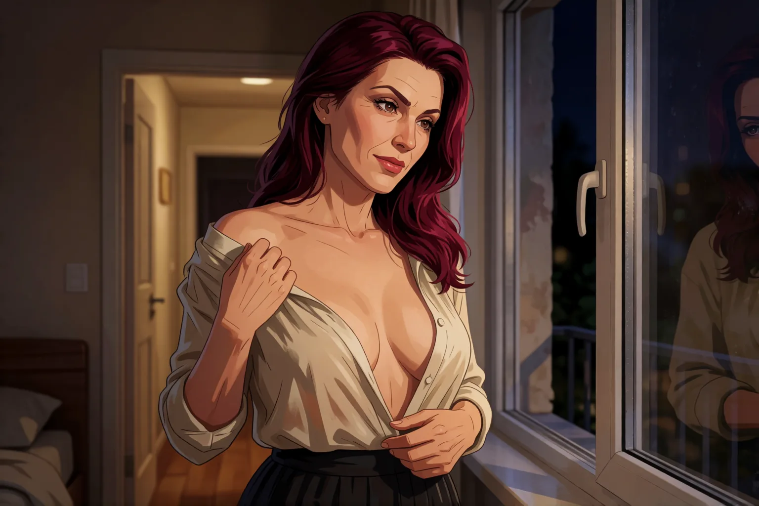 Illustration de l'histoire érotique : La voisine trans qui m’a poussé vers ma mère