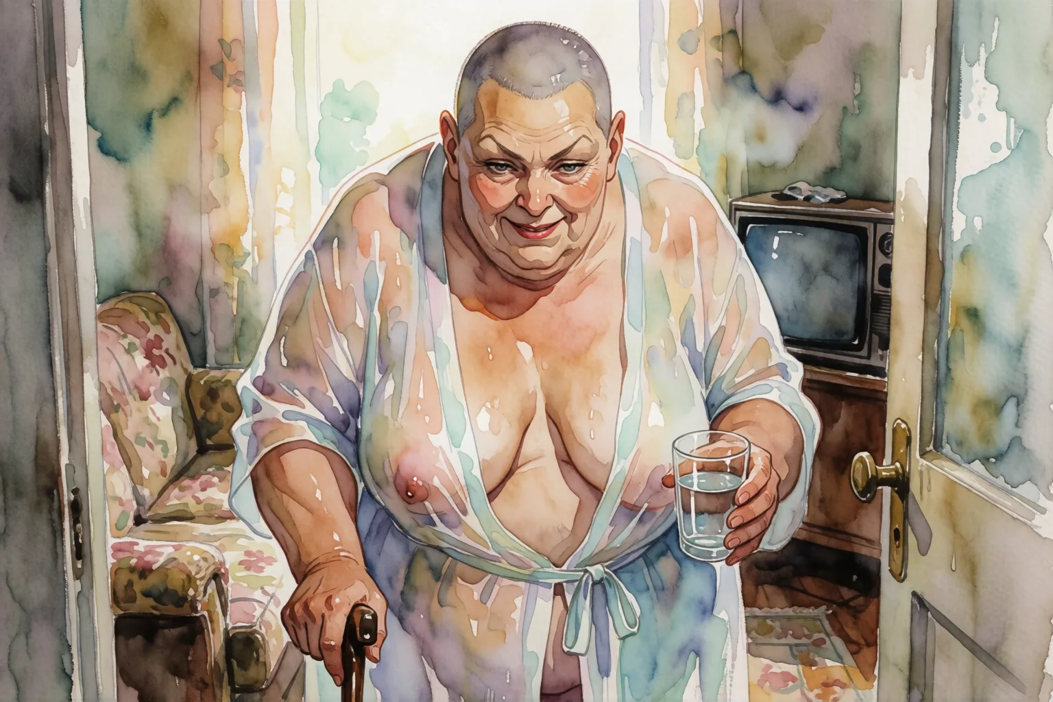 Ilustración del relato erótico: La viuda del tercero me esperaba medio desnuda