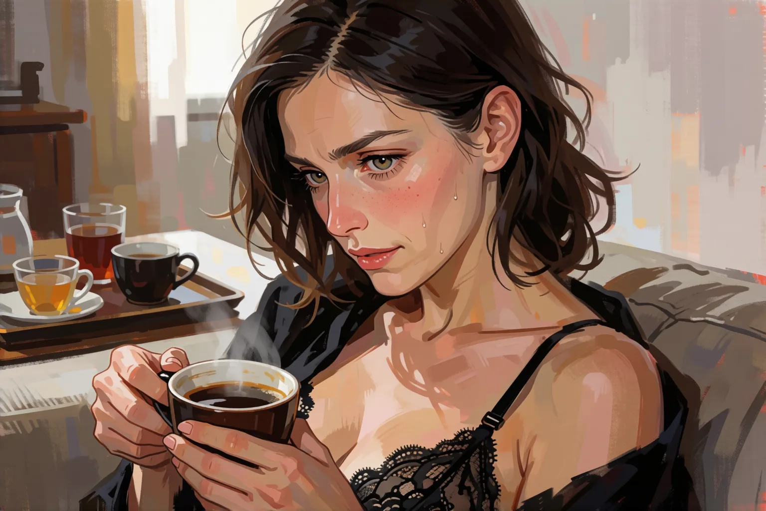 Erotic story illustration: What I Kept Silent When His Girlfriend Came to Look for Him