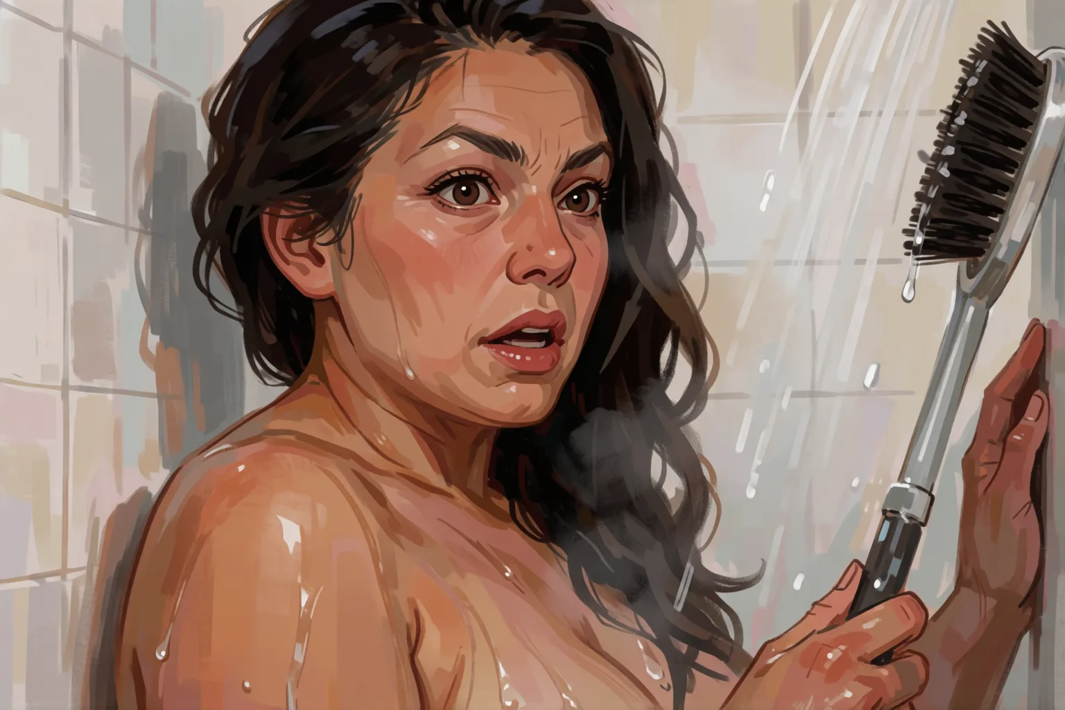 Escena 1 del relato: Lo que descubrí sola bajo la ducha caliente