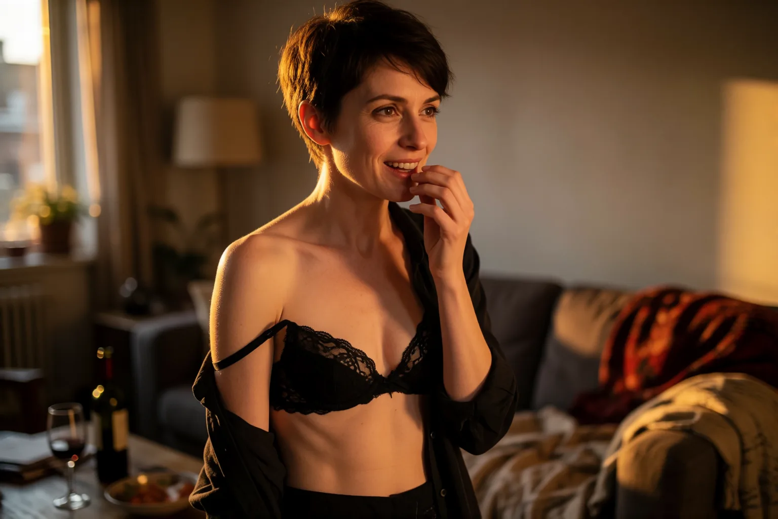 Erotic story illustration: What Started as Jokes with the Neighbors Across the Hall