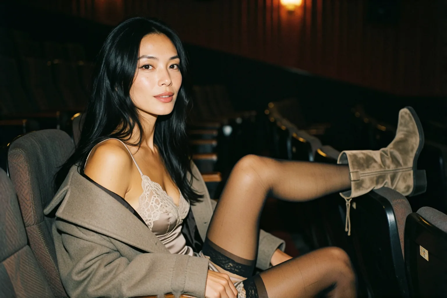 Erotic story illustration: What That Stranger Did with Her Feet at the Cinema