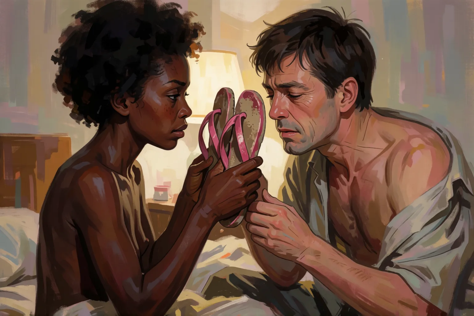 Scene 1 of the story: What I Do with My Neighbor’s Flip-Flops at Midnight