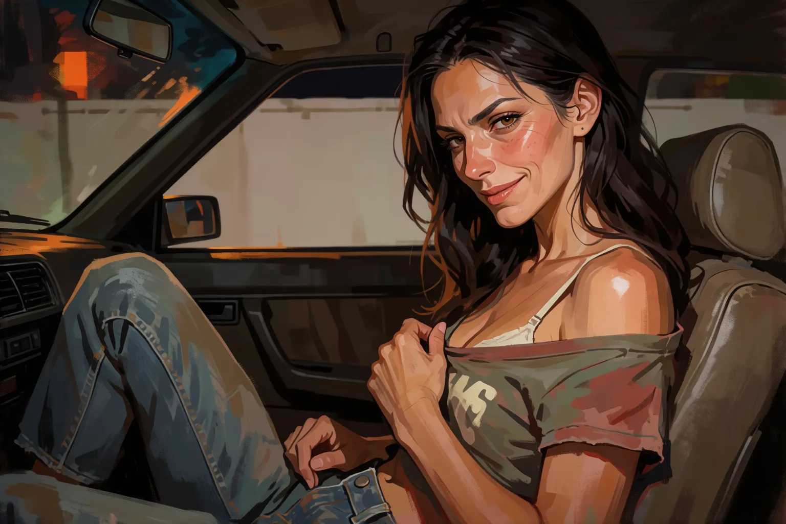 Ilustración del relato erótico: Lo que hice con el novio de mi amiga en su coche