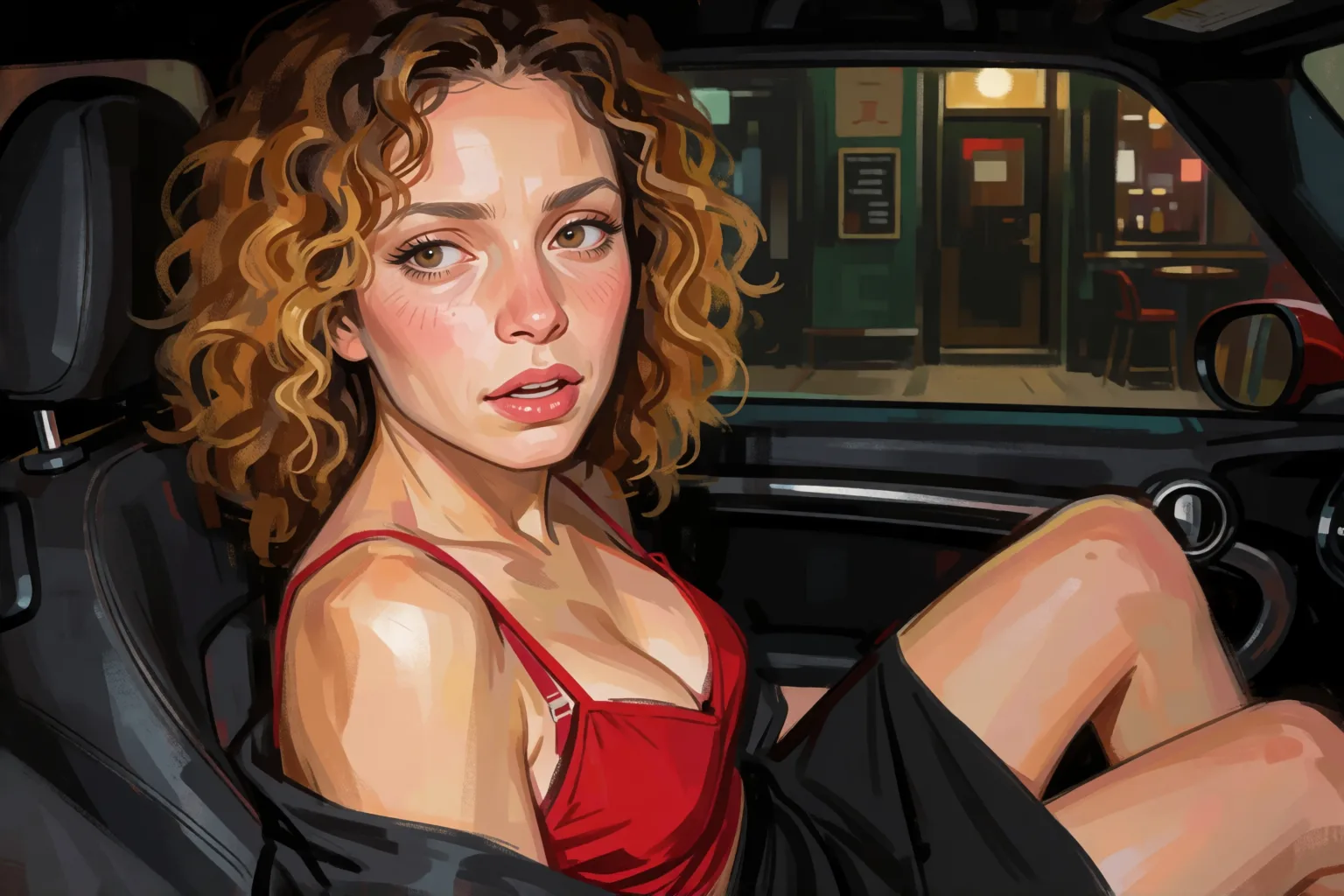 Ilustración del relato erótico: Lo que hice en ese coche antes de mi cita