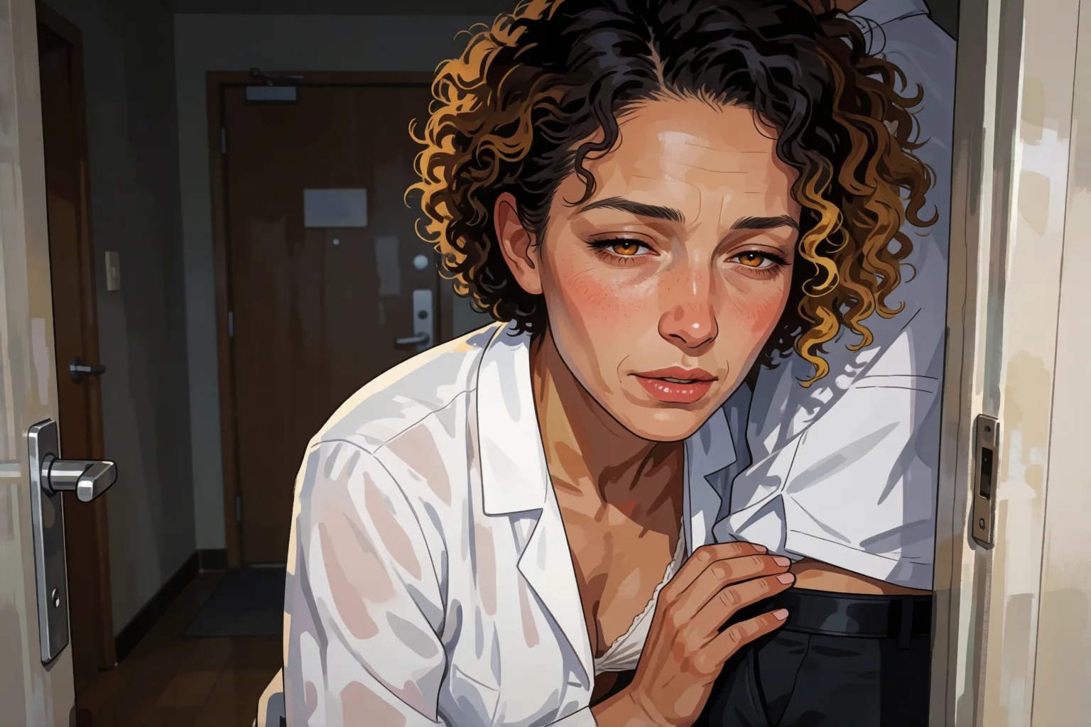 Ilustración del relato erótico: Lo que la doctora tímida deseaba en la oscuridad
