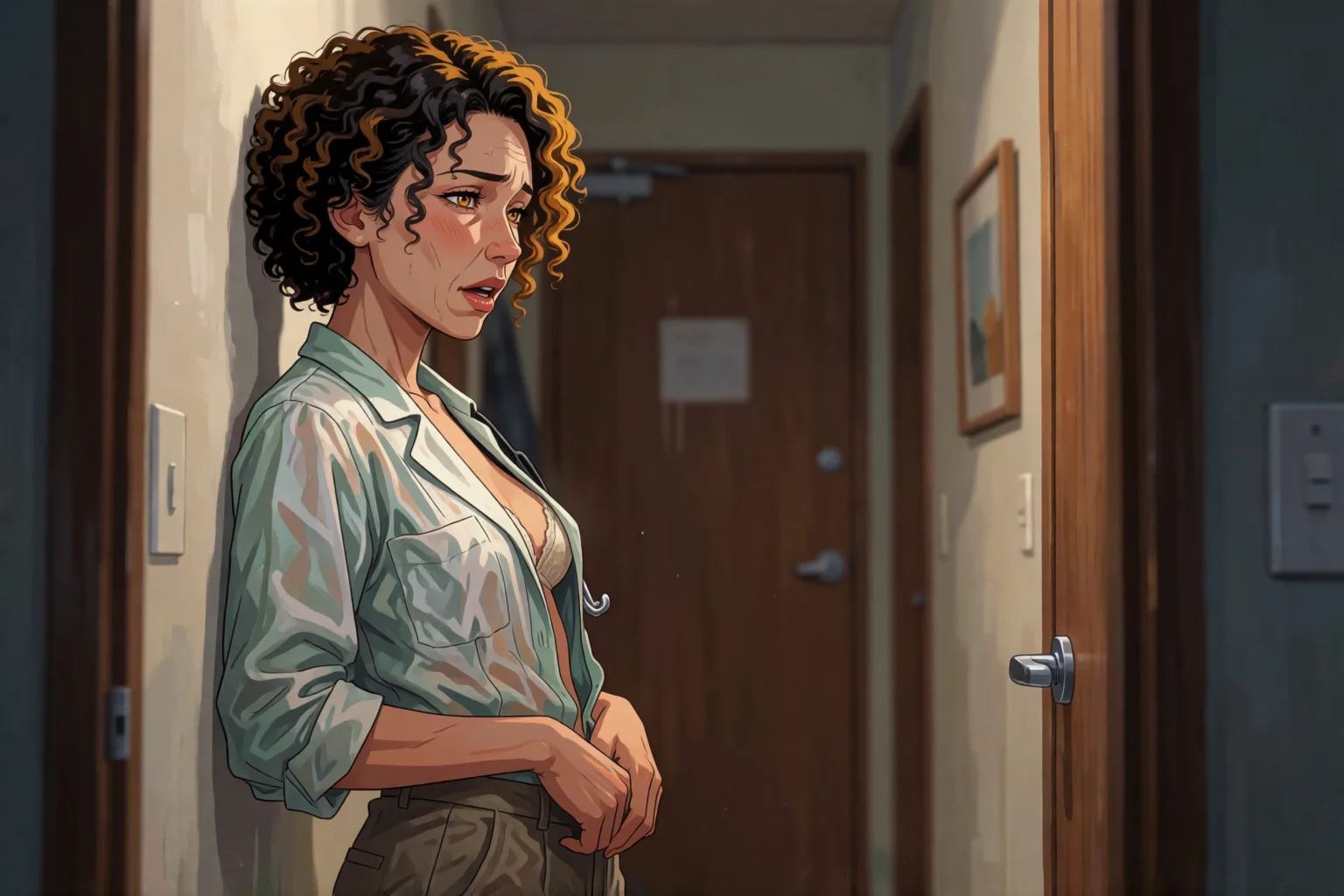 Escena 1 del relato: Lo que la doctora tímida deseaba en la oscuridad