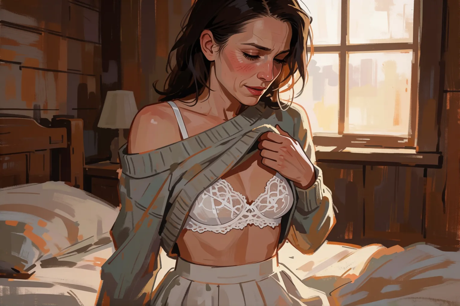 Erotic story illustration: What My Father’s Wife Taught Me That Afternoon